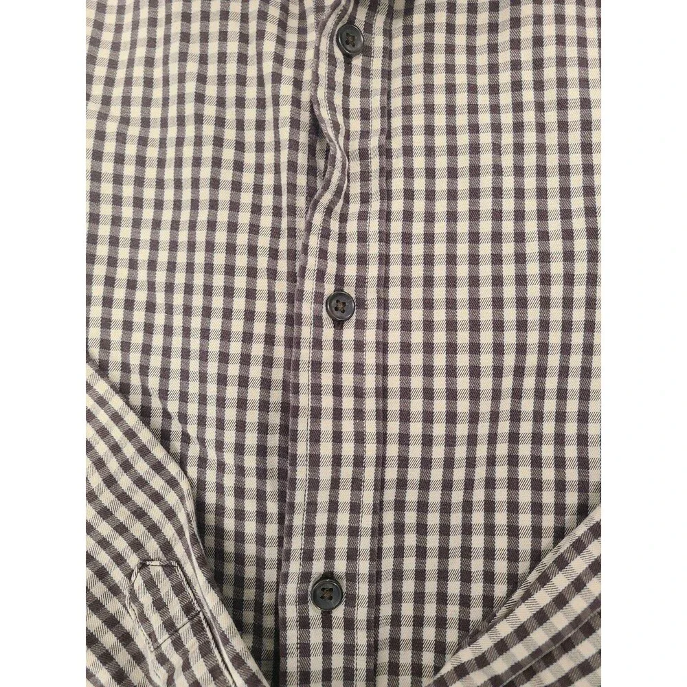 Banana Republic Mens Size L Brown Check Button Down Shirt Long Sleeve